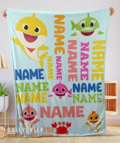 Official Top Personalized Baby Shark Blanket Fleece Customized Blanket