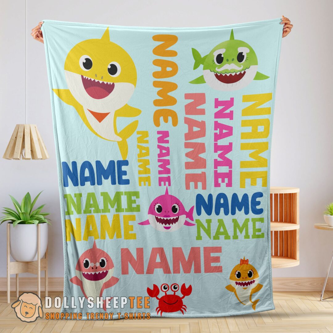 Official Top Personalized Baby Shark Blanket Fleece Customized Blanket