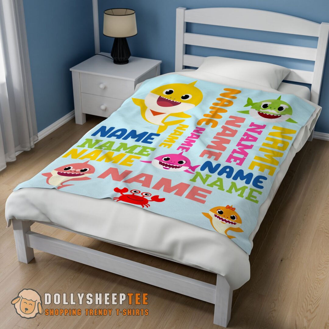 Official Top Personalized Baby Shark Blanket Fleece Customized Blanket