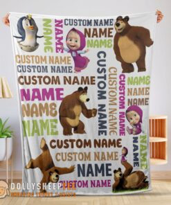 Official Top Personalized Masha And The Bear Blanket Fleece Customized Blanket