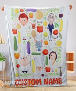 Official Top Pixar Ratatouille Chief Cute Chibi Character Vegetable Blanket Fleece Customized Blanket