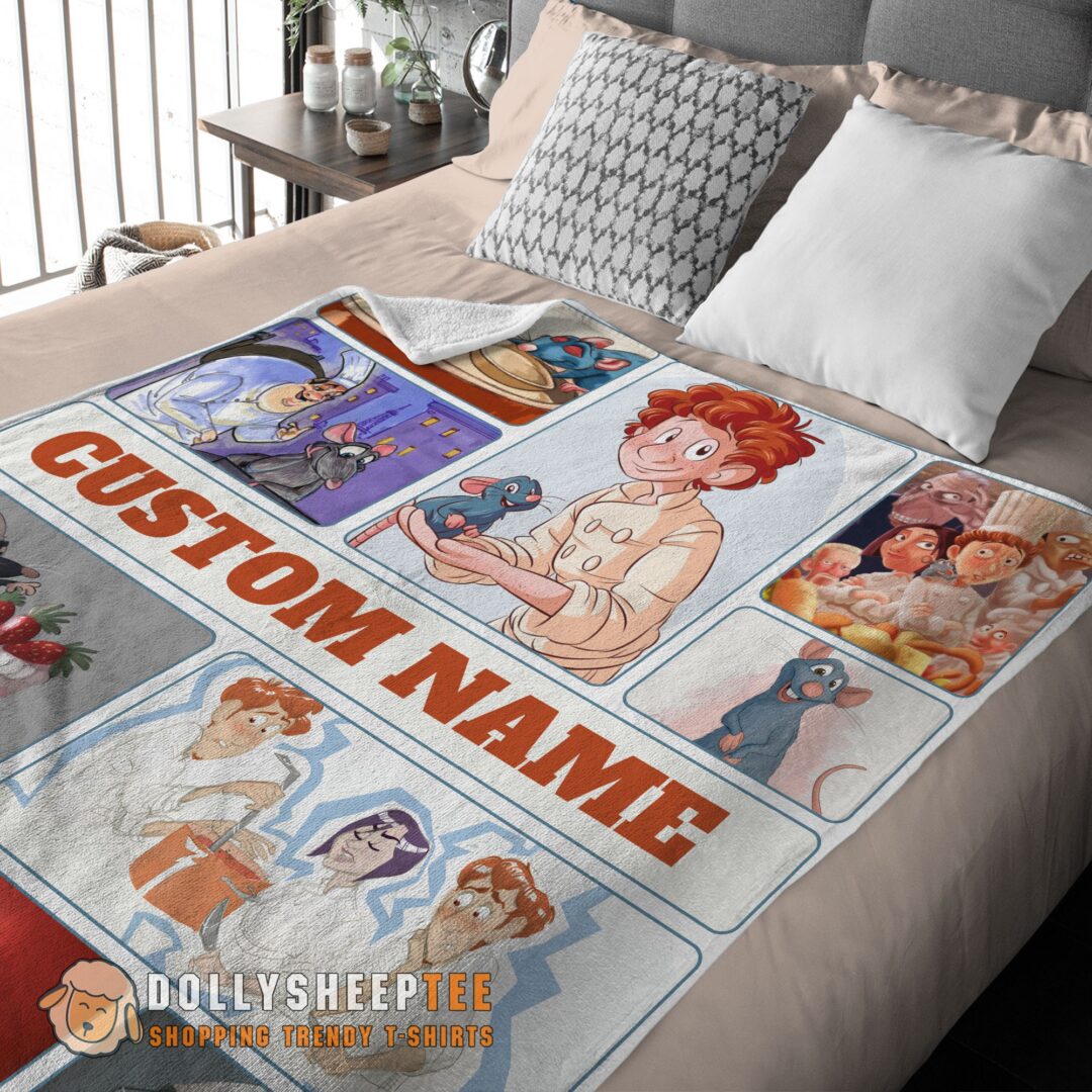 Official Top Pixar Ratatouille Linguini and Remy With Friends Blanket Fleece Customized Blanket-mk-01 (3)