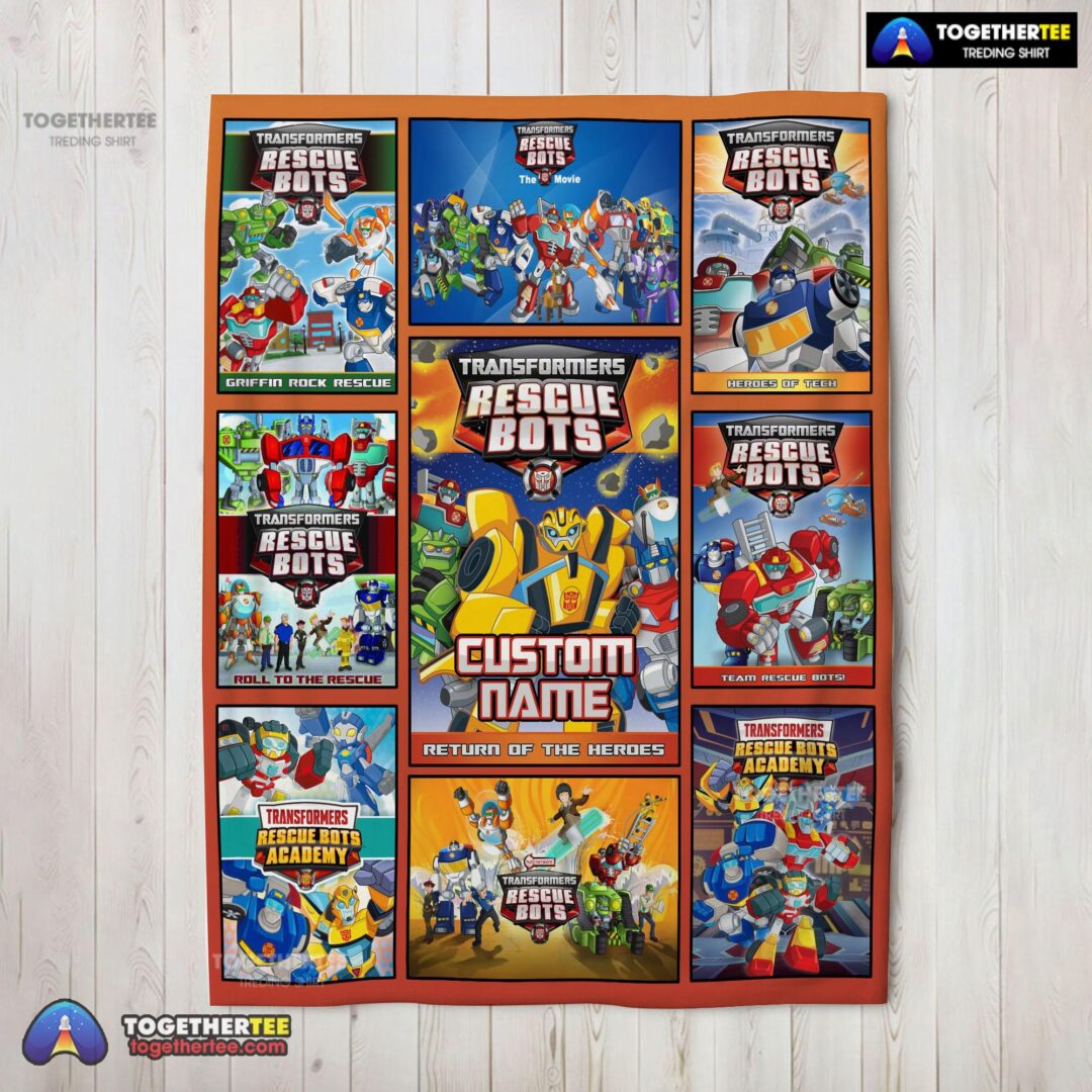 Official Transformer Rescue Bots Collage Poster Blanket Fleece Customized Blanket-mk-02