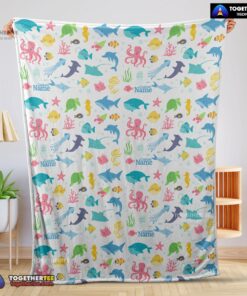 Official Under The Sea Pattern Blanket Fleece Customized Blanket