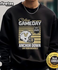 Official Vanderbilt Commodores 2025 College Gameday Anchor Down Live From Nashville Helmet T-Shirt - Image 5