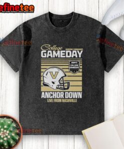 Official Vanderbilt Commodores 2025 College Gameday Anchor Down Live From Nashville Helmet T-Shirt - Image 6