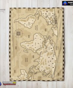 Official Vintage Pirate World Map Sepia Nautical Adventure Blanket Fleece Blanket