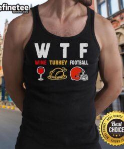 Official Wine Turkey Cleveland Browns Thanksgiving tank top featuring team colors and festive design for football fans.