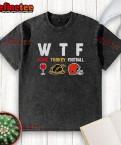 Alt Text: Official Wine Turkey Cleveland Browns Football Thanksgiving Washed T-Shirt featuring team logo and festive design.