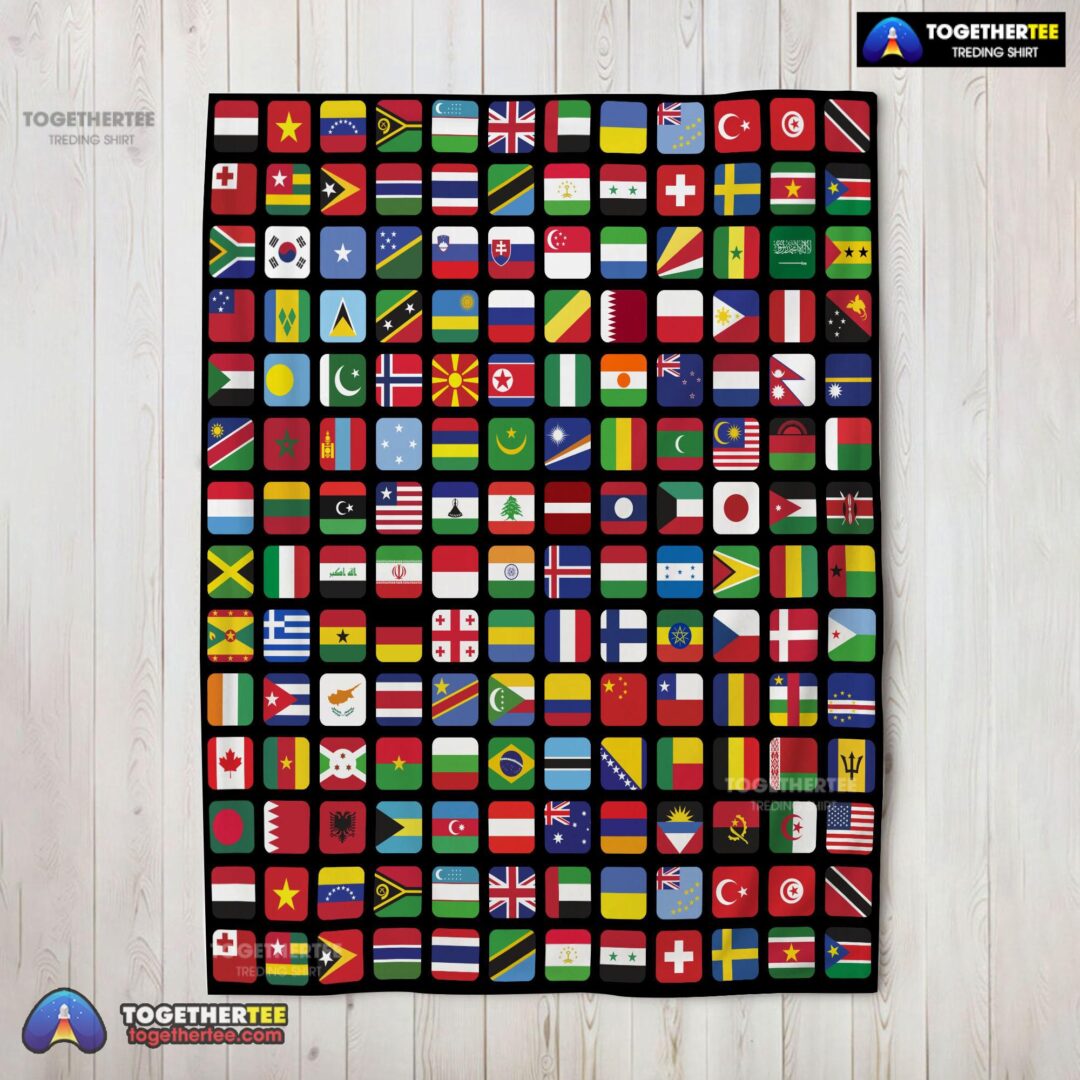 Official World Flags Grid Colorful International Countries Flag Blanket Fleece Blanket-mk-02