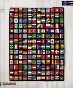 Official World Flags Grid Colorful International Countries Flag Blanket Fleece Blanket