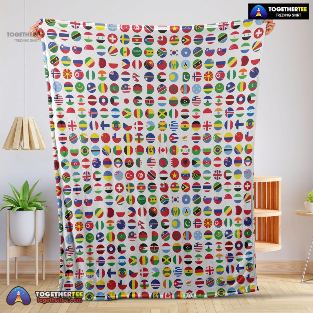 Official World Flags International Flags Collage Blanket Fleece Blanket