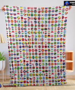 Official World Flags International Flags Collage Blanket Fleece Blanket