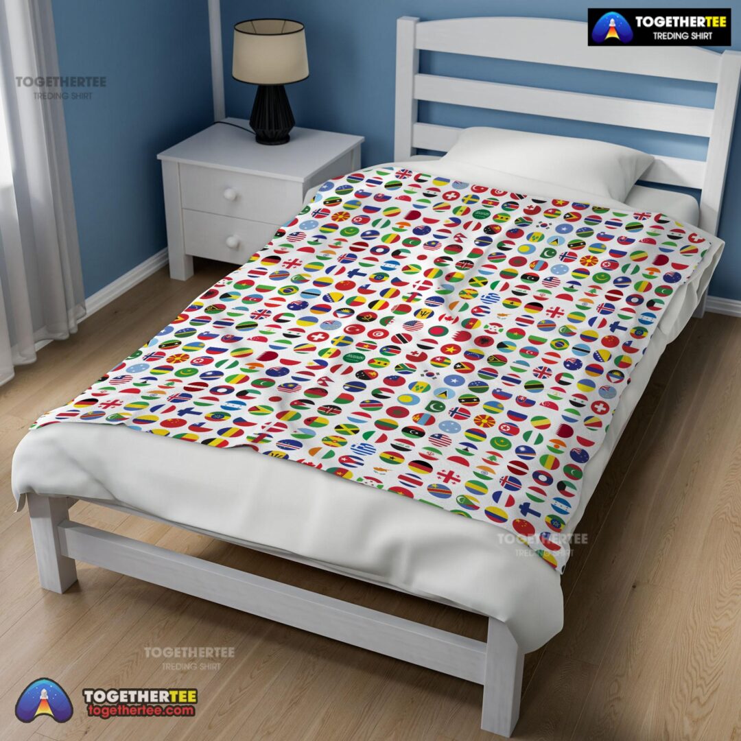 Official World Flags International Flags Collage Blanket Fleece Blanket