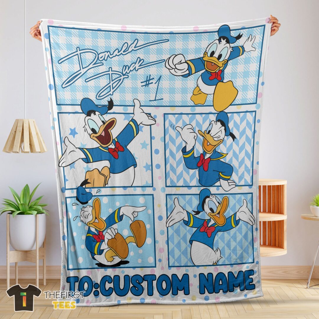 origin1-2 Original Disney Donald Duck With Signature And Friends Donald Duck Moods Blanket Customize Blanket