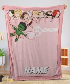 Original Cute Marvel Avengers Assemble Avengers Chibi Character Sleeping Blanket Fleece Customized Blanket