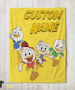 Original Disney Ducktales Huey Dewey Louie Webby Yellow Cartoon Collage Blanket Fleece Customized Blanket