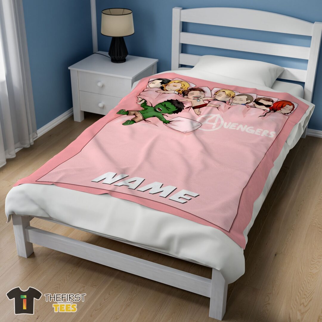 origin2 Original Cute Marvel Avengers Assemble Avengers Chibi Character Sleeping Blanket Fleece Customized Blanket - Image 3