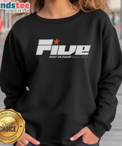 Original 5 Keep On Movin 2025 Tour Sweatshirt featuring vibrant graphics and a stylish design for fans.