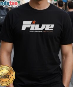 Alt Text: Original 5 Keep On Movin 2025 Tour T-Shirt featuring vibrant design and tour details for fans and collectors.