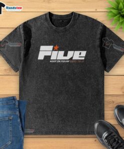 Original 5 Keep On Movin 2025 Tour washed t-shirt featuring a vibrant design and comfortable fit for fans.