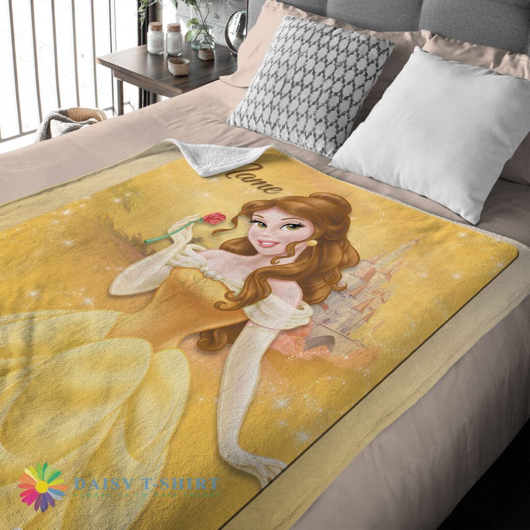 Original Awesome Disney Belle Princess Blanket Fleece Customized Blanket