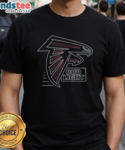Alt Text: Original Bud Light Atlanta Falcons T-Shirt featuring team colors and logo, perfect for fans and game day attire.