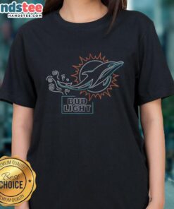 Alt Text: Original Bud Light Miami Dolphins Ladies Tee featuring vibrant team colors and logo, perfect for game day style.