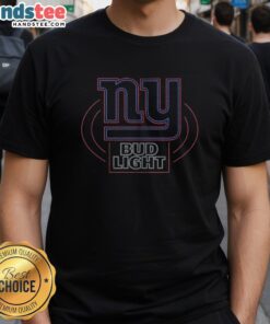 Alt Text: Original Bud Light New York Giants T-Shirt featuring team logo and vibrant blue color, perfect for fans.