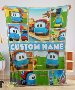 Original Cartoon Leo The Truck With Friends Blanket Fleece Throw Customized Blanket