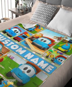 Original Cartoon Leo The Truck With Friends Blanket Fleece Throw Customized Blanket - Image 4