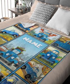 Original Cartoon Little Blue Truck Cute Blanket Fleece Customized Blanket - Image 4