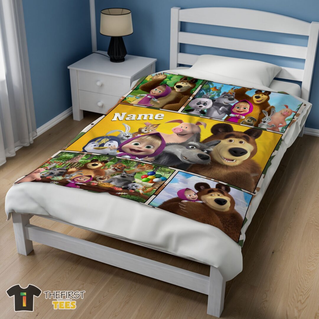 original-cartoon-marsha-and-the-bear-family-cute-blanket-fleece-customized-blanket-mk-02 Original Cartoon Marsha And The Bear Family Cute Blanket Fleece Customized Blanket - Image 3