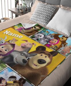 Original Cartoon Marsha And The Bear Family Cute Blanket Fleece Customized Blanket - Image 4