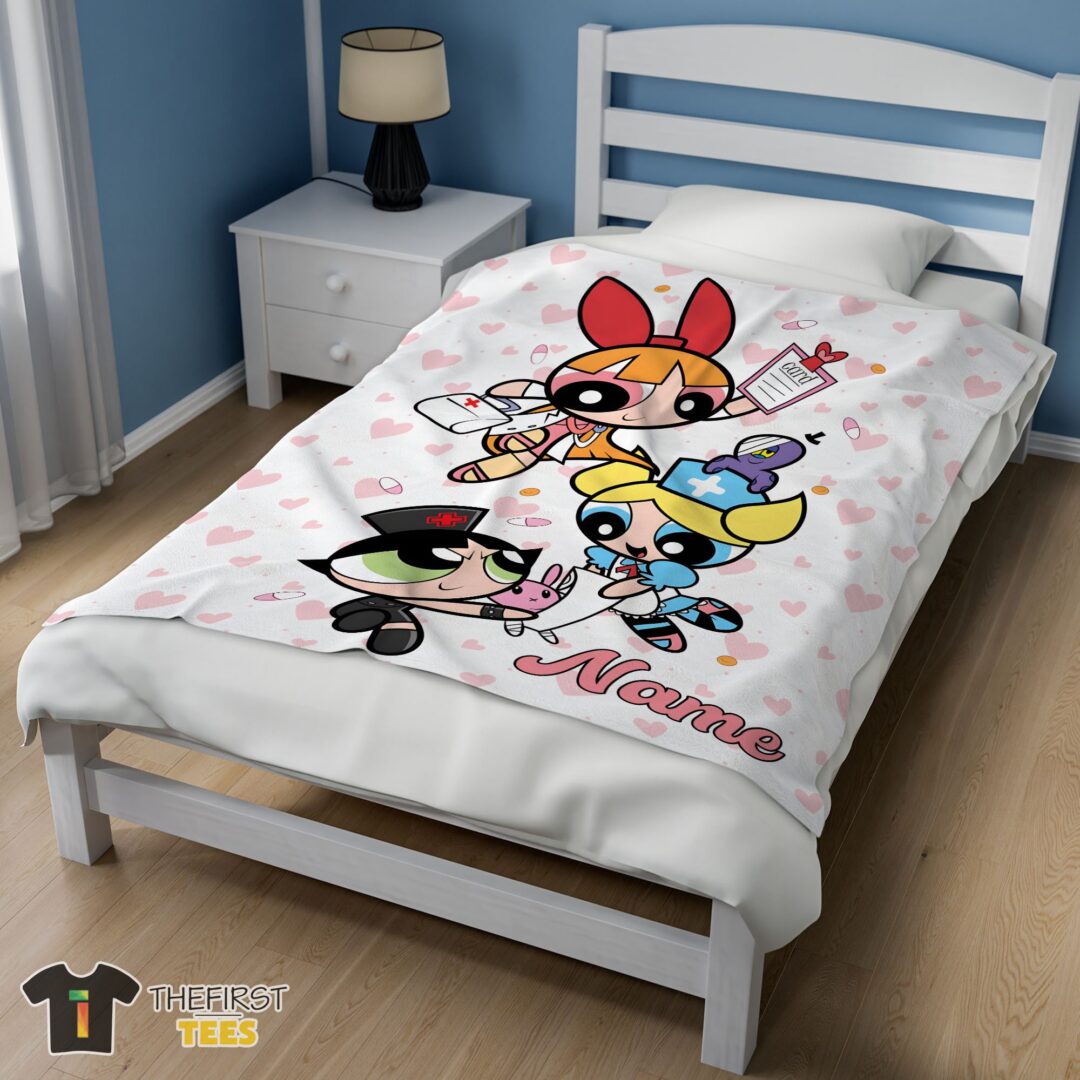 original-cartoon-network-the-powerpuff-girls-nurse-blanket-fleece-customized-blanket-mk-02 Original Cartoon Network The Powerpuff Girls Nurse Blanket Fleece Customized Blanket - Image 3