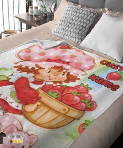 Original Cartoon Strawberry Shortcake Blanket Customize Blanket - Image 4