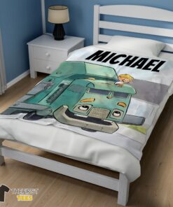 Original Cartoon Trash Truck Cute Blanket Fleece Customized Blanket - Image 3