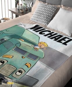Original Cartoon Trash Truck Cute Blanket Fleece Customized Blanket - Image 4