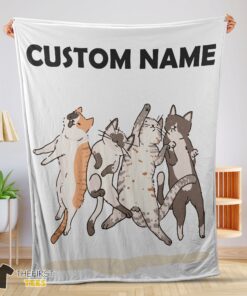 Original Cat Friends Laying Doodle Blanket Fleece Customized Blanket