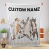 Original Cat Friends Laying Doodle Blanket Fleece Customized Blanket