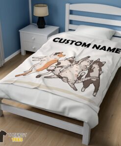 Original Cat Friends Laying Doodle Blanket Fleece Customized Blanket - Image 3