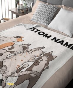 Original Cat Friends Laying Doodle Blanket Fleece Customized Blanket - Image 4