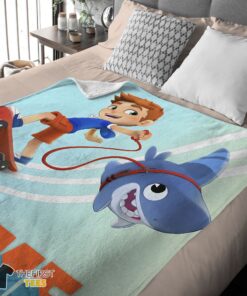 Original Catoon Sharkdog Sharkdog And Max Skateboarding Blanket Fleece Customized Blanket - Image 4