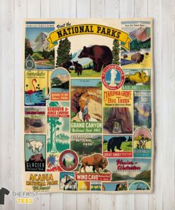 Original Cavallini Visit The National Parks Blanket Fleece Customized Blanket