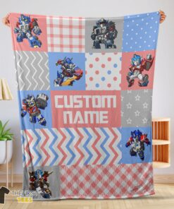Original Chibi Optimus Prime Transformers Pattern Blanket Fleece Customized Blanket