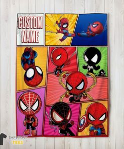 Original Chibi Spider Man Characters Collage Blanket Fleece Customized Blanket