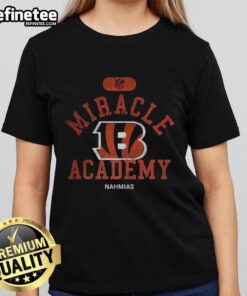 Original Cincinnati Bengals NFL Miracle Academy Nahmias ladies tee showcasing team colors and logo in stylish design.