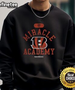 Original Cincinnati Bengals NFL Miracle Academy Nahmias sweatshirt displayed on a hanger with vibrant team colors.