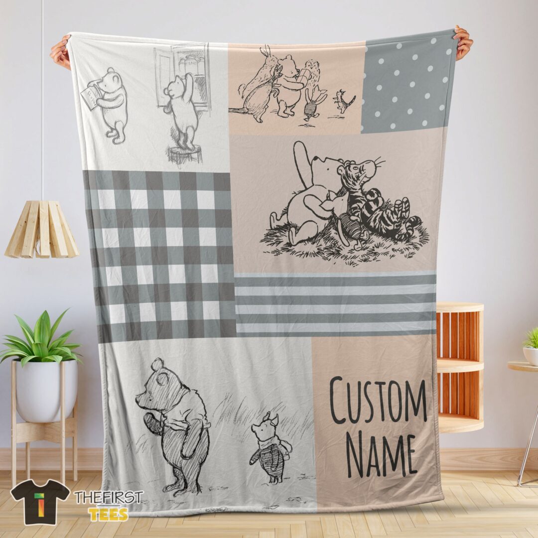 original-classic-winnie-the-pooh-friends-sketch-blanket-fleece-customized-blanket-mk-01 Original Classic Winnie The Pooh & Friends Sketch Blanket Fleece Customized Blanket