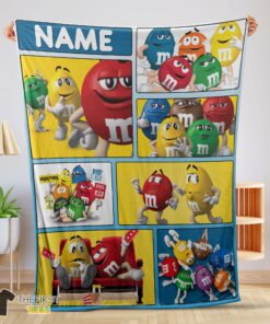 Original Colorful Candy M&M’s Character Collage Blanket Fleece Customized Blanket
